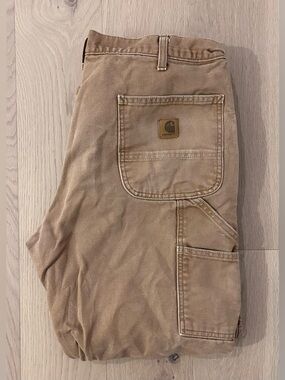Carhartt Flannel Lined Duck Canvas Carpenter Pants B11 BRN - Size 36x30